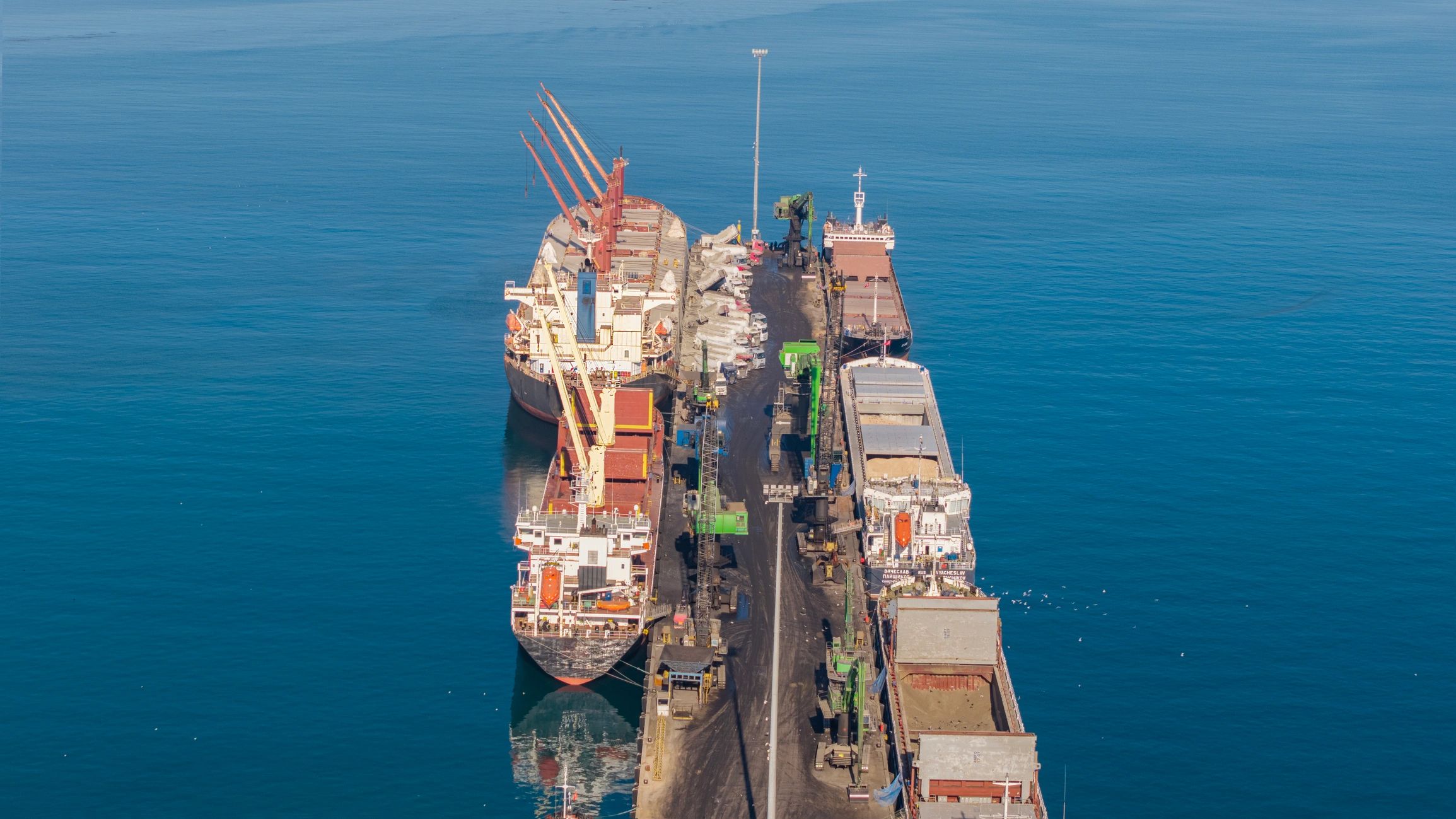 Cargo ships at an industrial port supporting global energy logistics