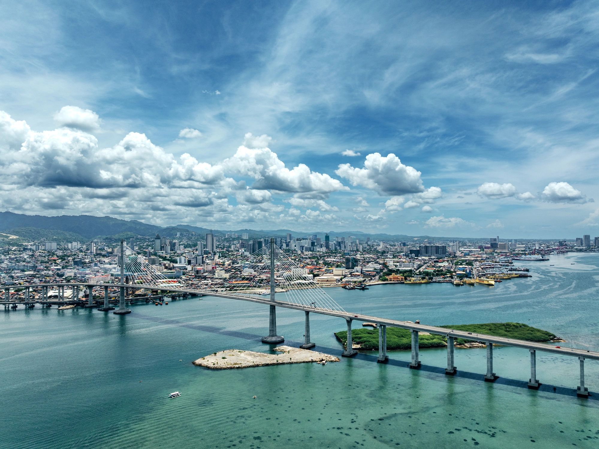 Port infrastructure and bridge representing global logistics connectivity